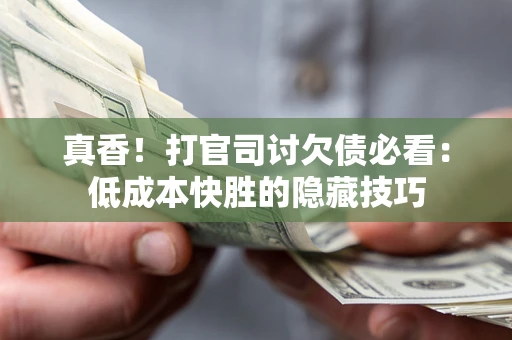 武汉真香！打官司讨欠债必看：低成本快胜的隐藏技巧